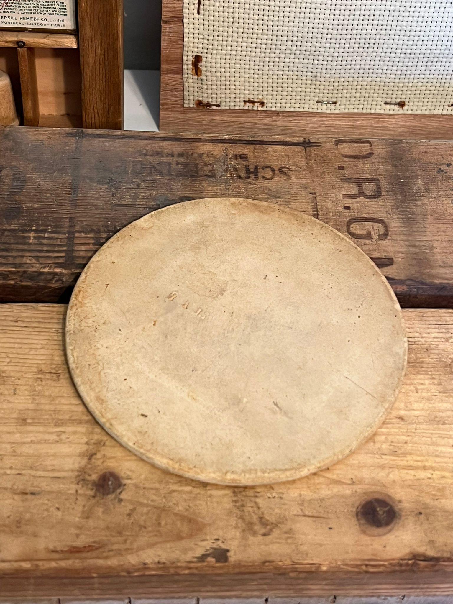 Vintage Hand Painted Round Floral Ceramic Tile Coaster. For Sale 1