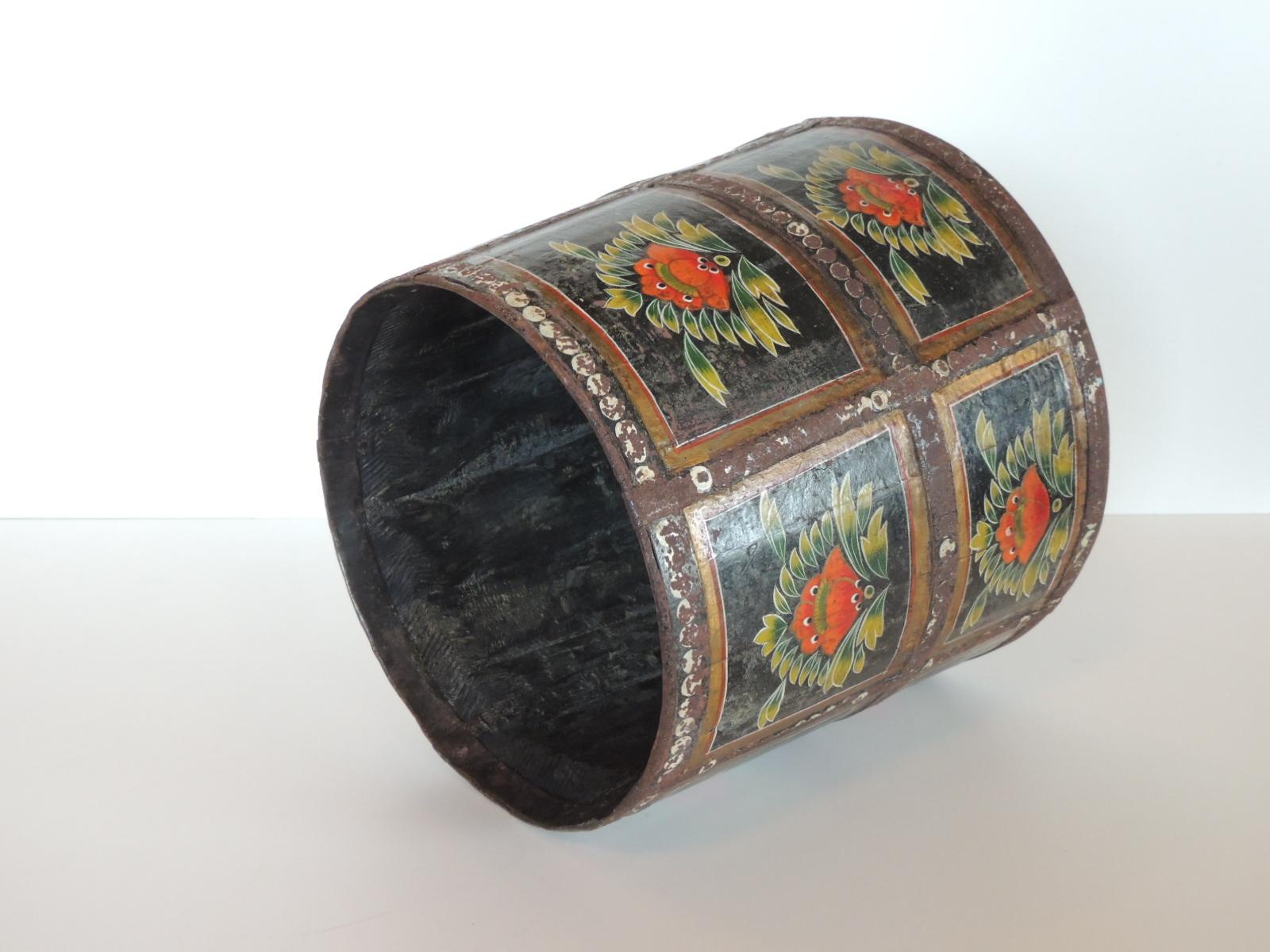Hand-Crafted Vintage Hand Painted Round Indian Planter