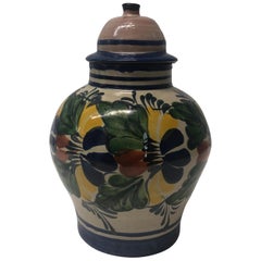 Vintage Hand Painted Round Moroccan Ceramic Vase
