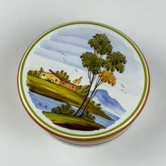 Vintage hand painted round trinket box by Di Stefano, Italy, late 20th Century