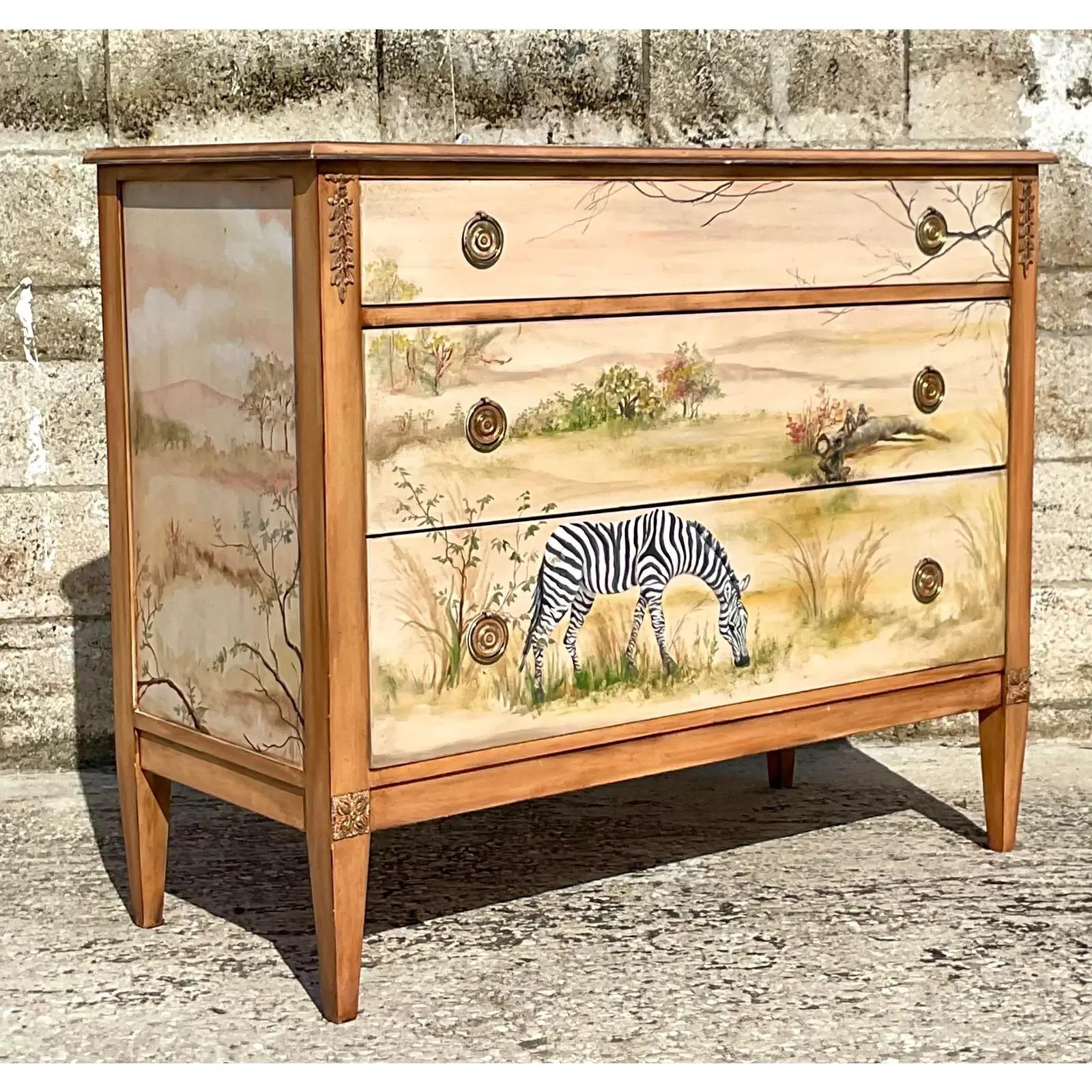 Vintage Hand Painted Safari Dresser 1