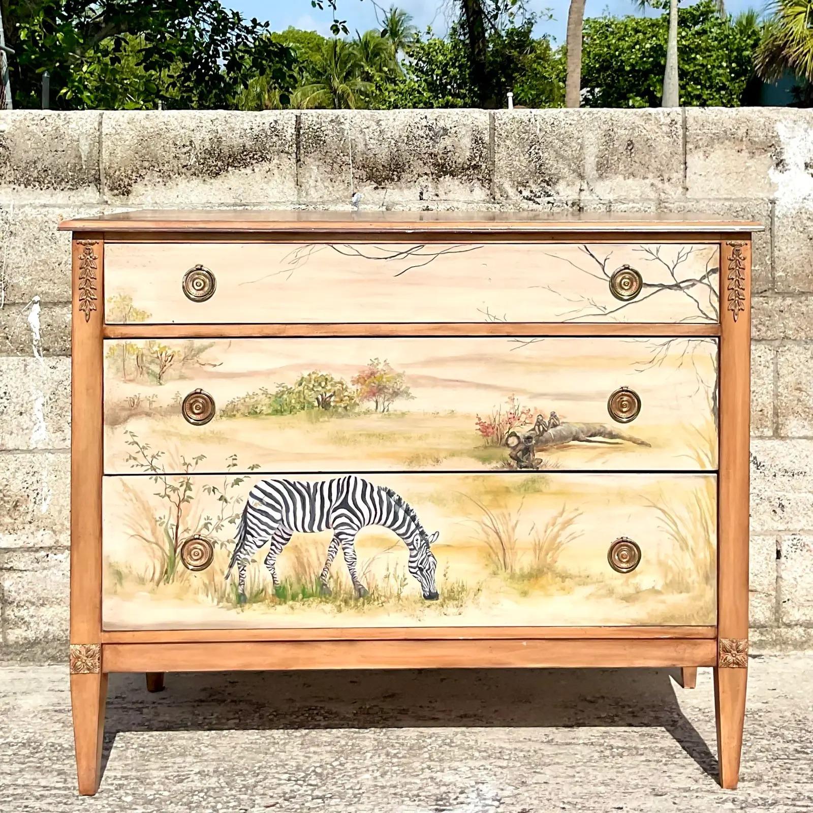 Vintage Hand Painted Safari Dresser 2