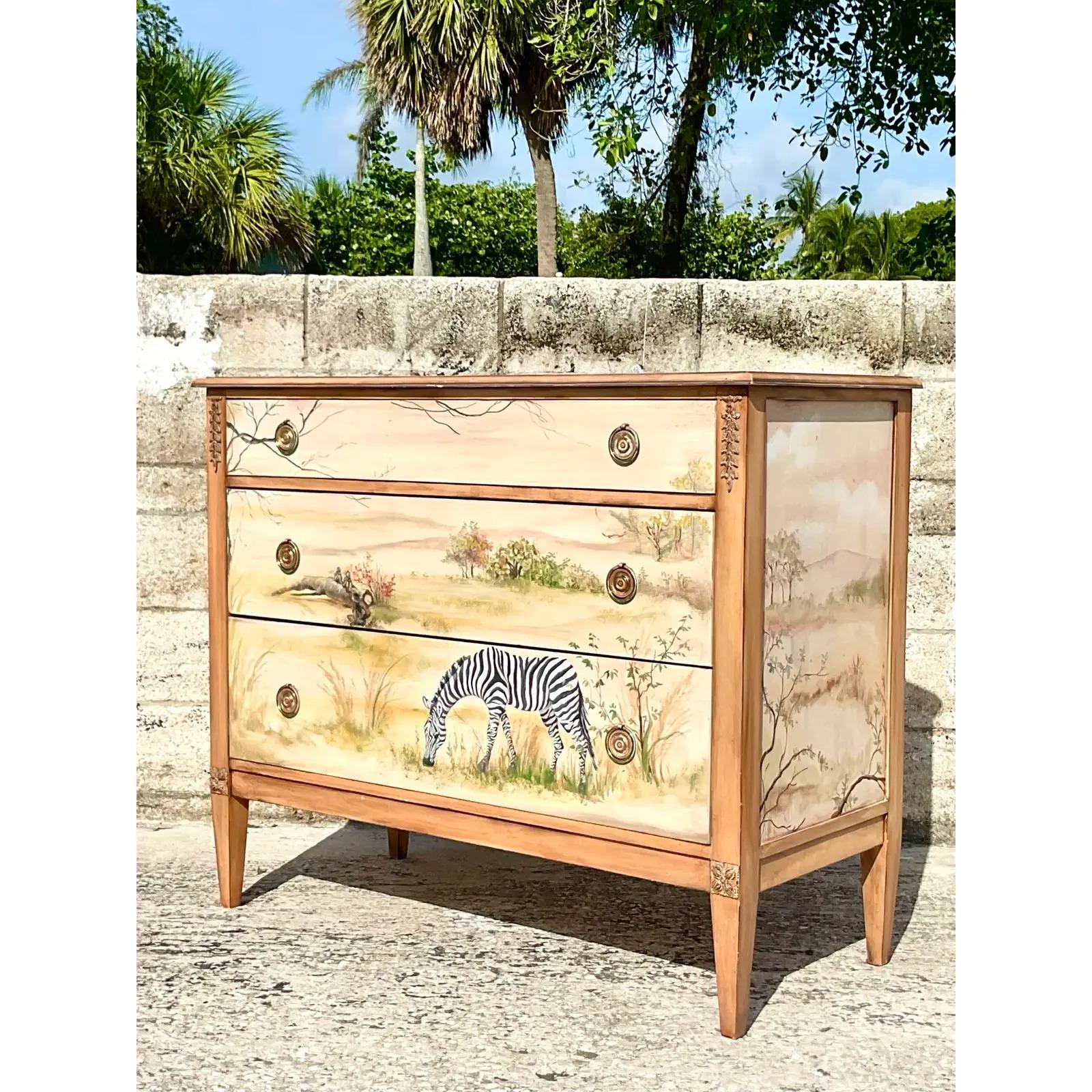 Vintage Hand Painted Safari Dresser 3