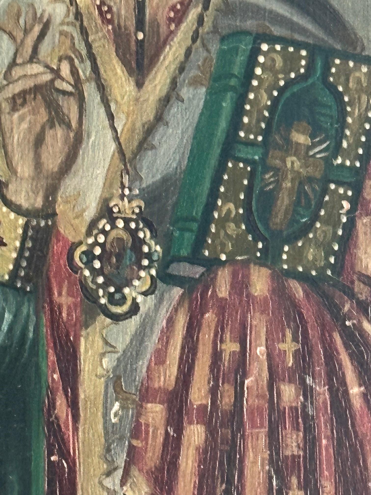 Renaissance Vintage Hand Painted Saint Nicholas Icon, Orthodox Church For Sale