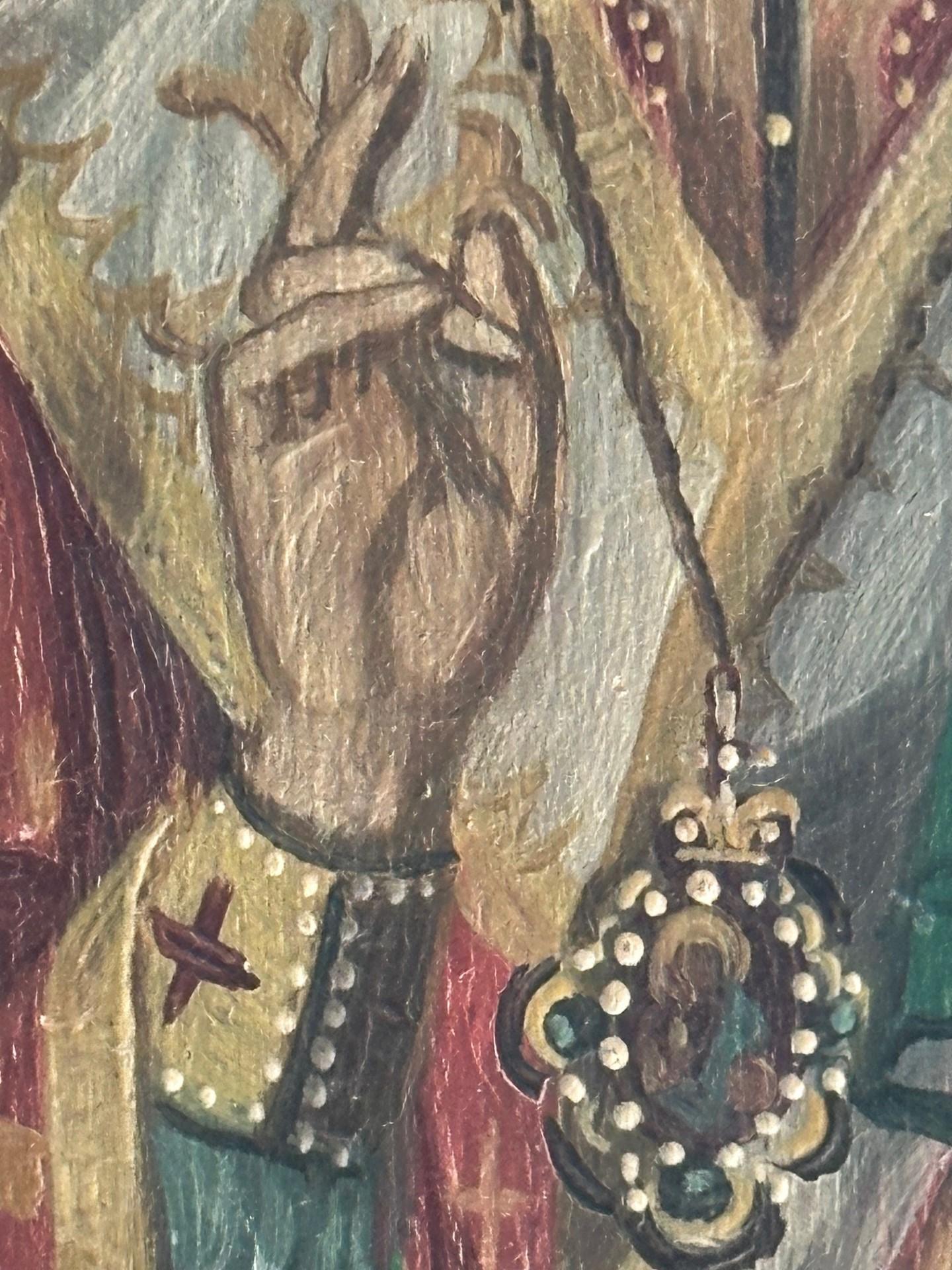 Inconnu Vintage Icon de Saint Nicolas, église orthodoxe peinte à la main en vente