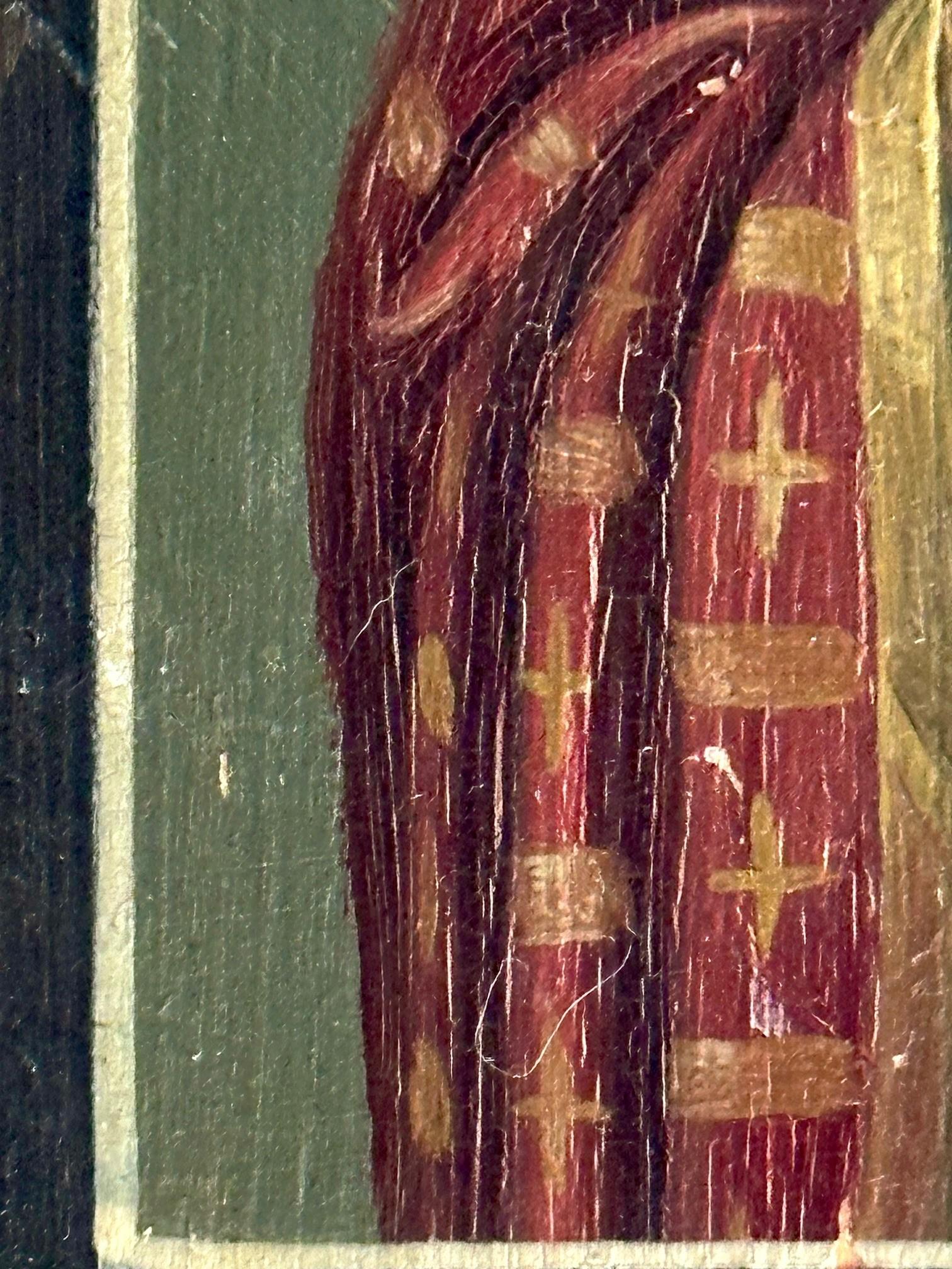 20th Century Vintage Hand Painted Saint Nicholas Icon, Orthodox Church For Sale