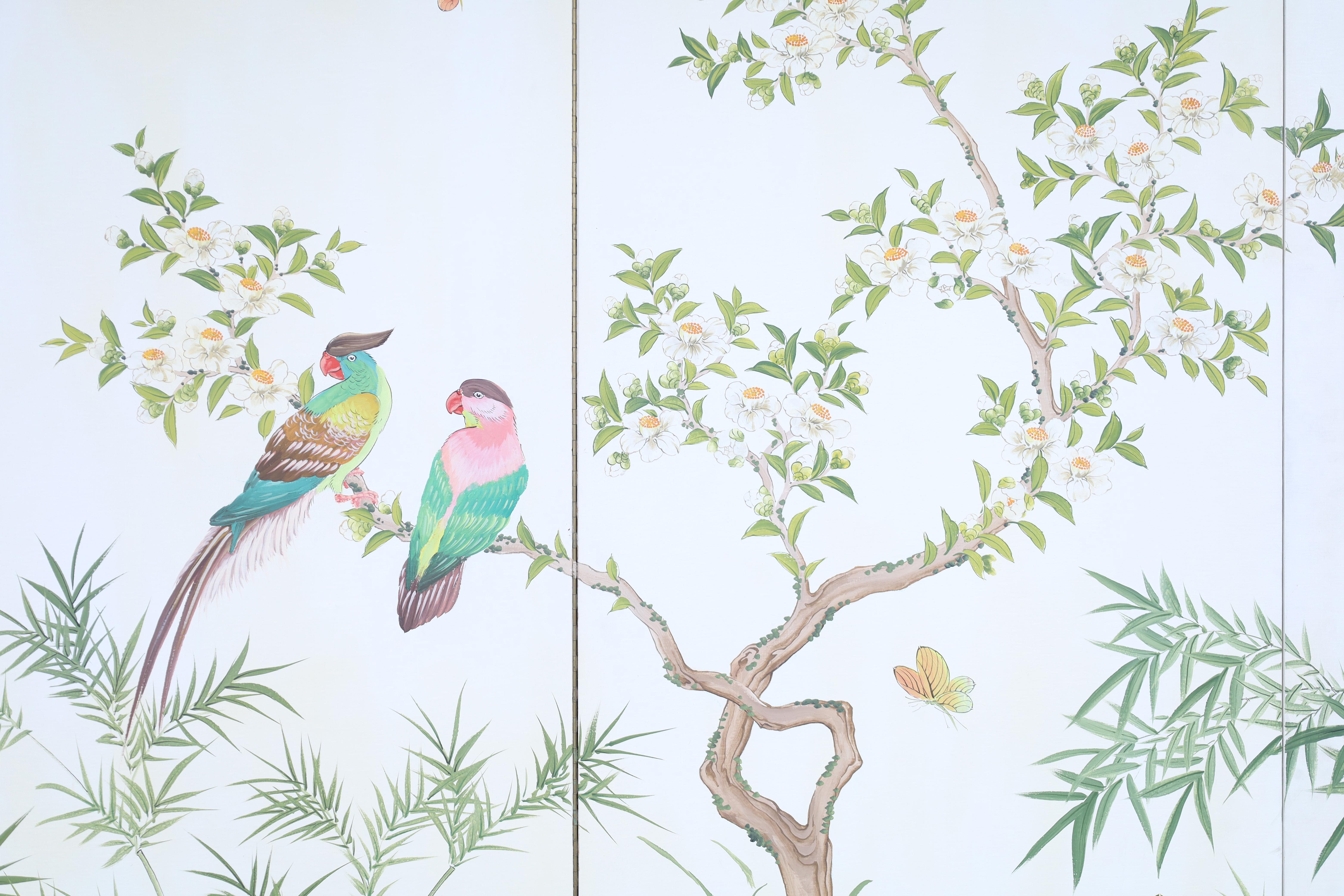 Hand-Painted Vintage Hand Painted Screen Panels by Robert Crowder For Sale