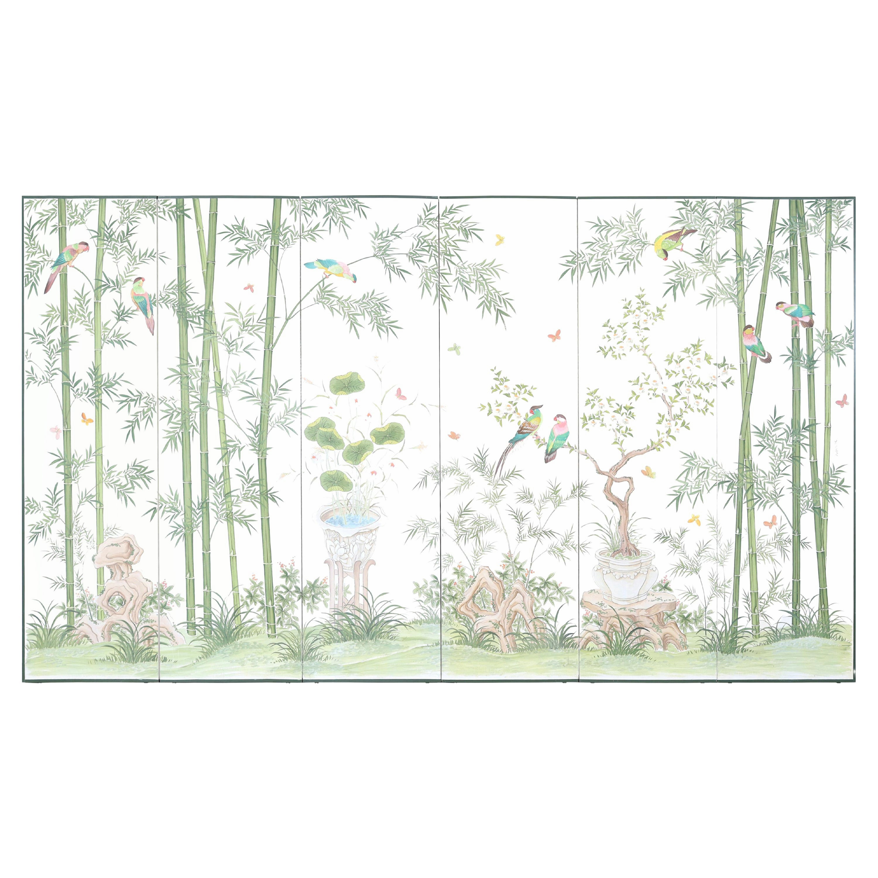 Vintage Hand Painted Screen Panels by Robert Crowder