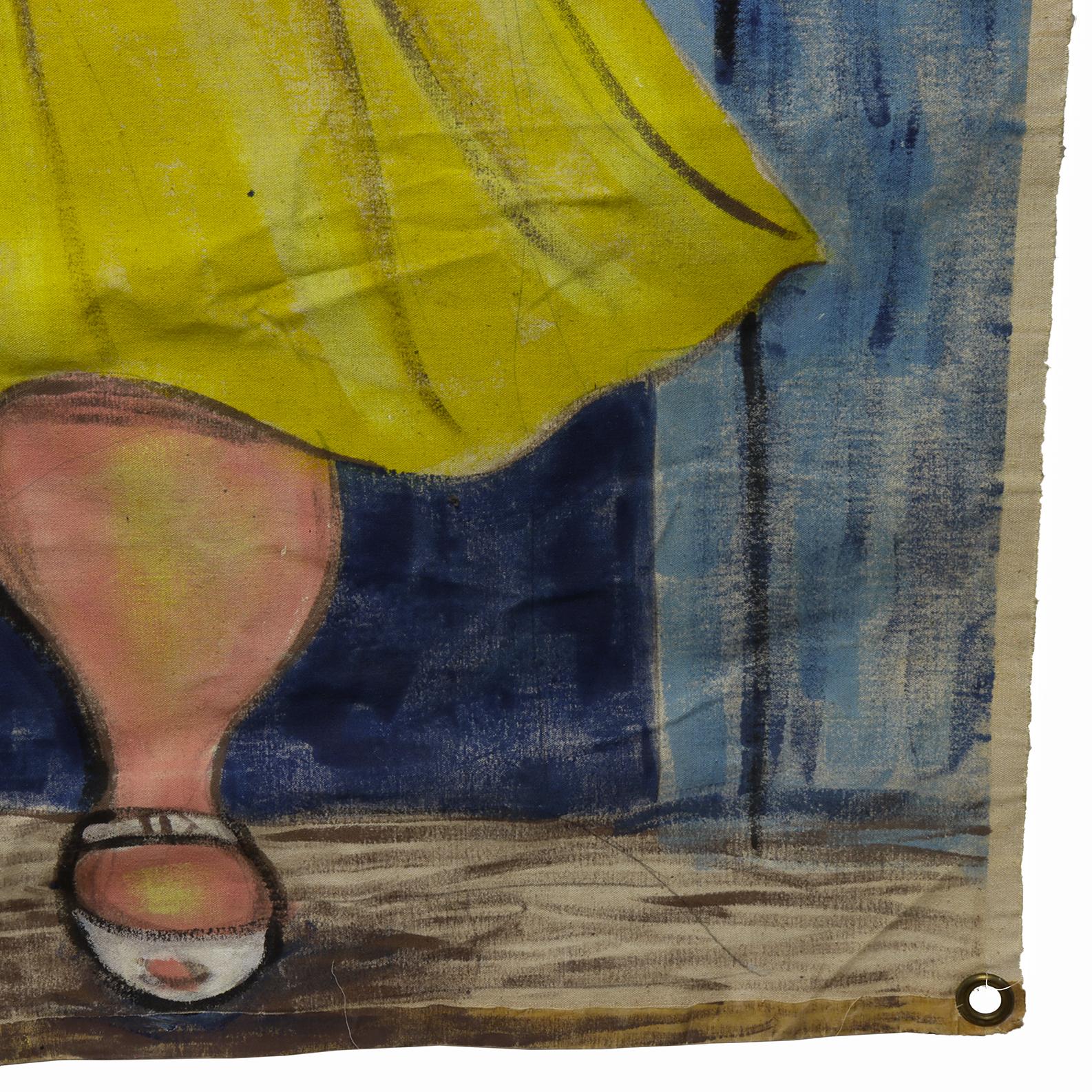 20th Century Vintage Hand-Painted Sideshow Canvas For Sale