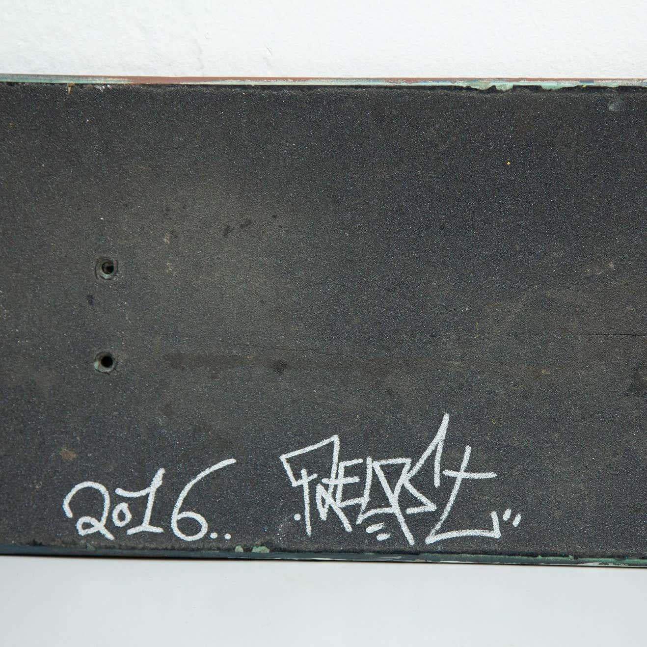 Metal Vintage Hand Painted Skateboard, circa 1989 For Sale