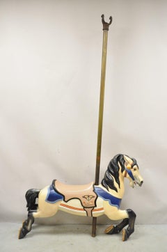 Vintage Hand Painted Solid Wooden Carousel Horse Signed "30 Autumn"
