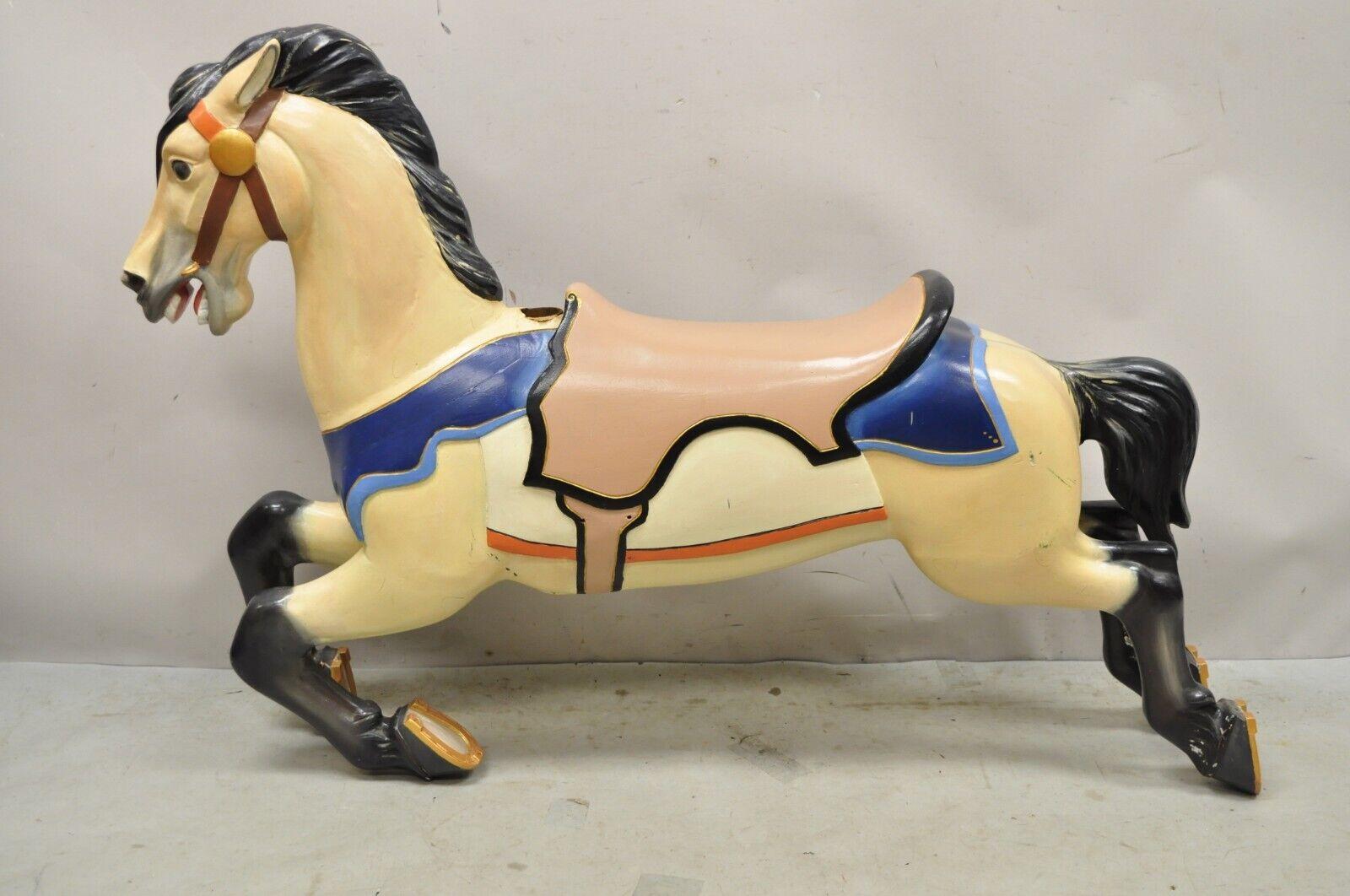 American Classical Vintage Hand Painted Solid Wooden Carousel Horse Signed 