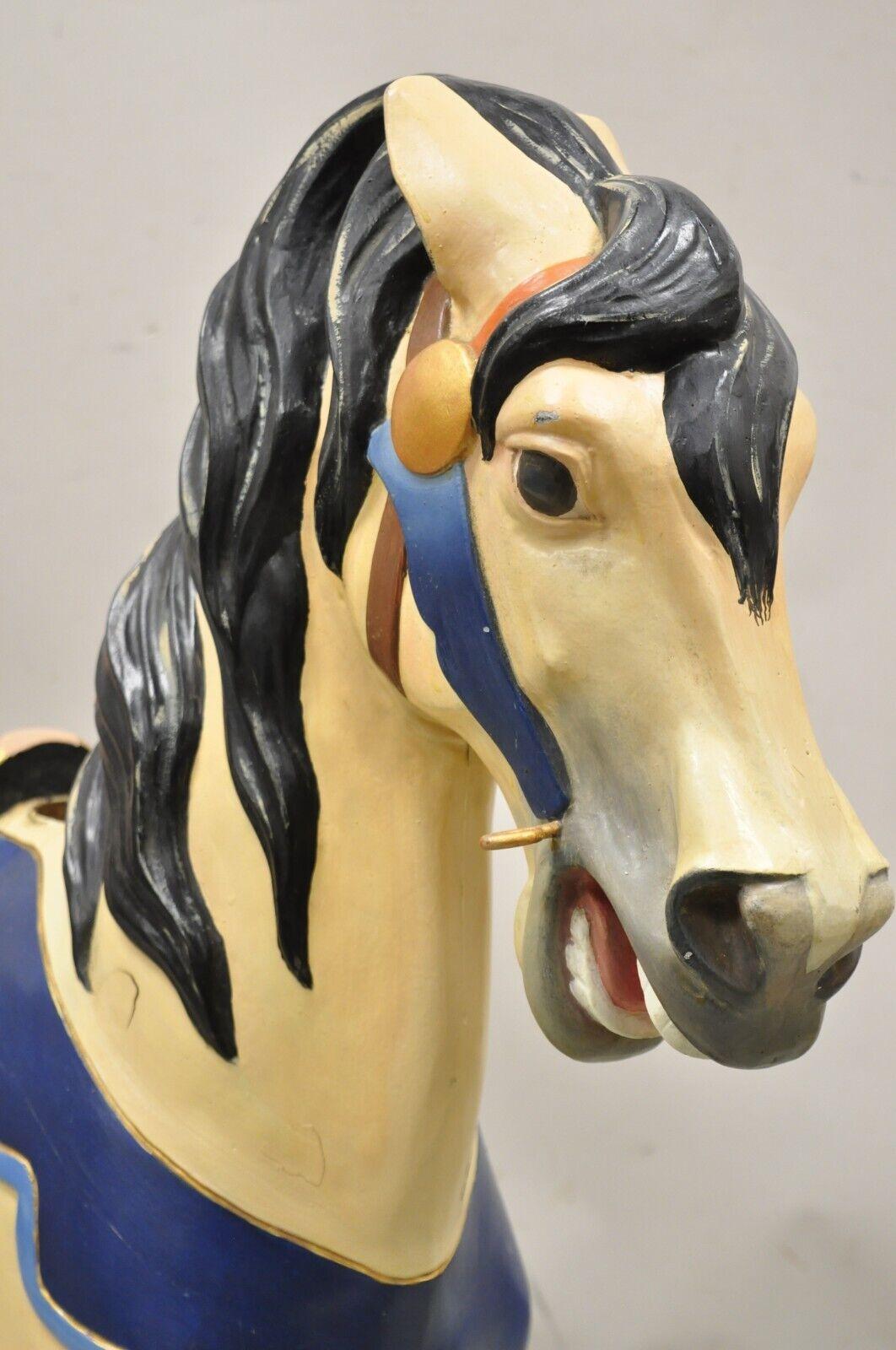 Vintage Hand Painted Solid Wooden Carousel Horse Signed 
