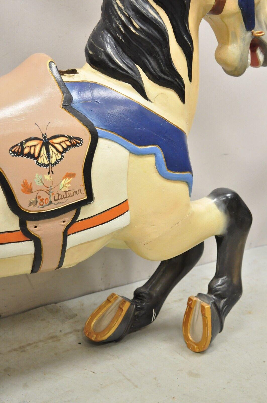 Vintage Hand Painted Solid Wooden Carousel Horse Signed 