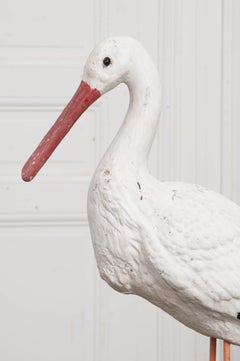 Vintage Hand Painted Stone Stork