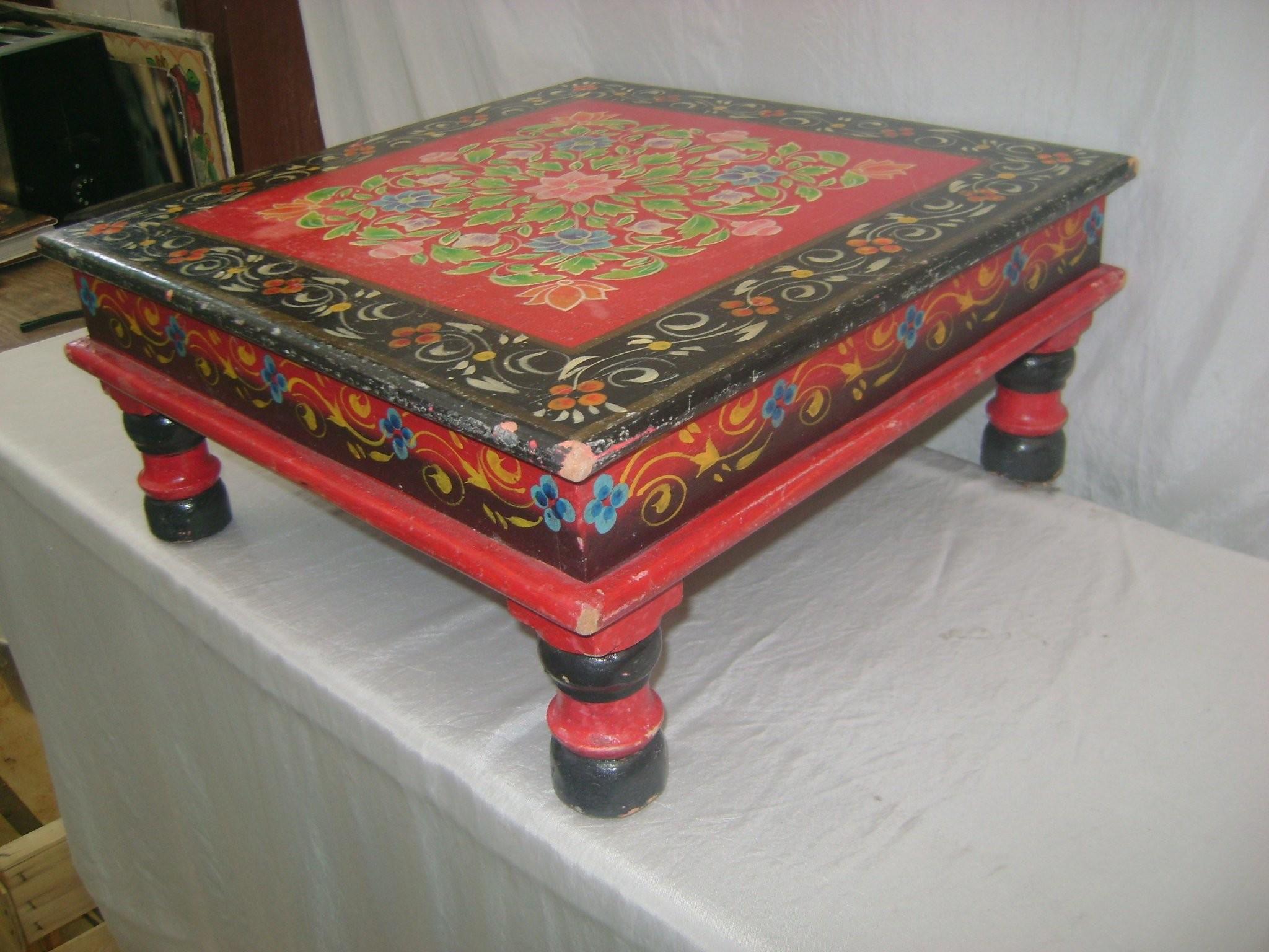 Folk Art Vintage Hand Painted Table or Flower Stand, circa 1920s  For Sale