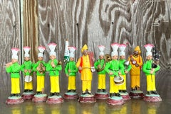 Vintage Hand Painted Terra Cotta Marching Band- 11 Pieces