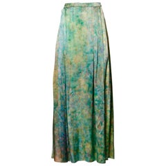 Vintage Hand Painted Tie Dye Silk Long Ombre Maxi Skirt