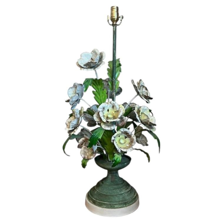 Vintage Hand Painted Tole Bouquet Lamp