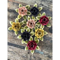 Portavelas Vintage Pintados a Mano Rosas de Tole - Set de 8