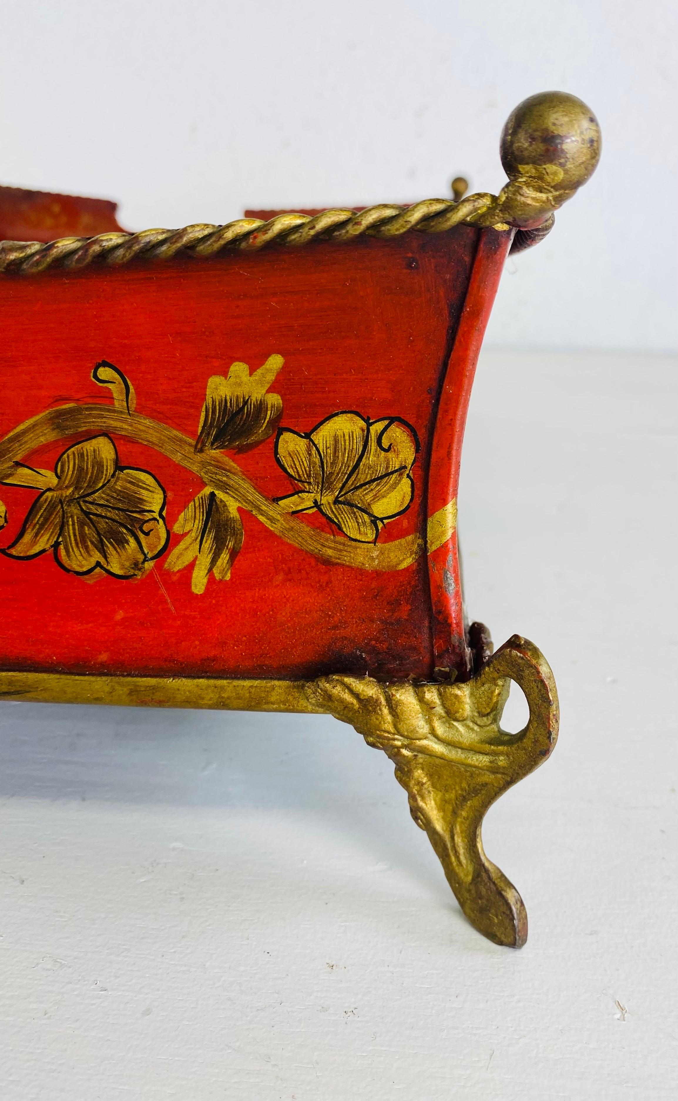 Bandeja de galera vintage pintada a mano Eduardiano en venta