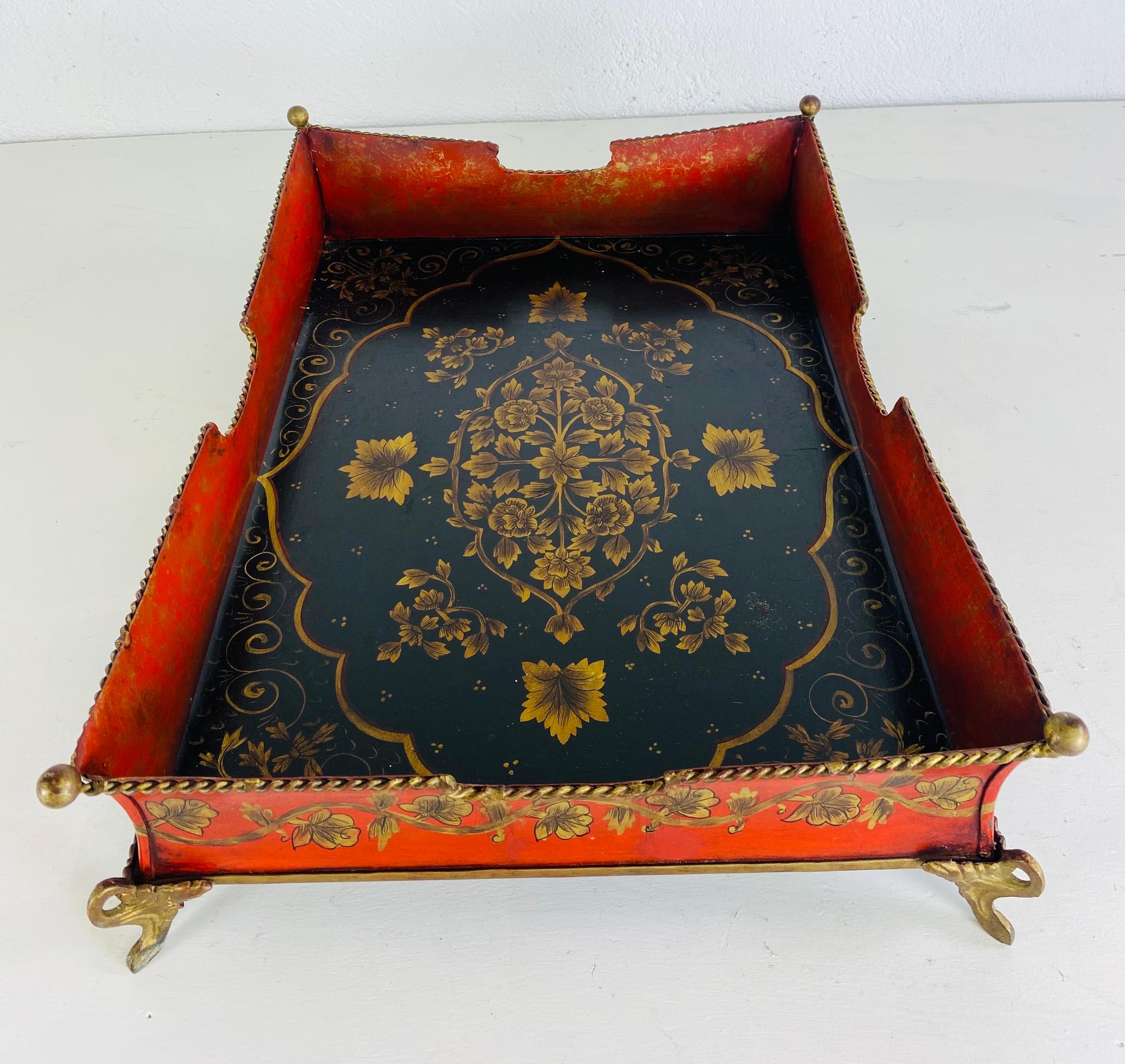 Bandeja de galera vintage pintada a mano finales del siglo XX en venta
