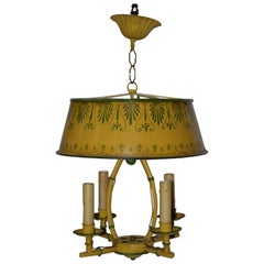 Vintage Hand Painted Toleware Four-Light Chandelier, circa 1930