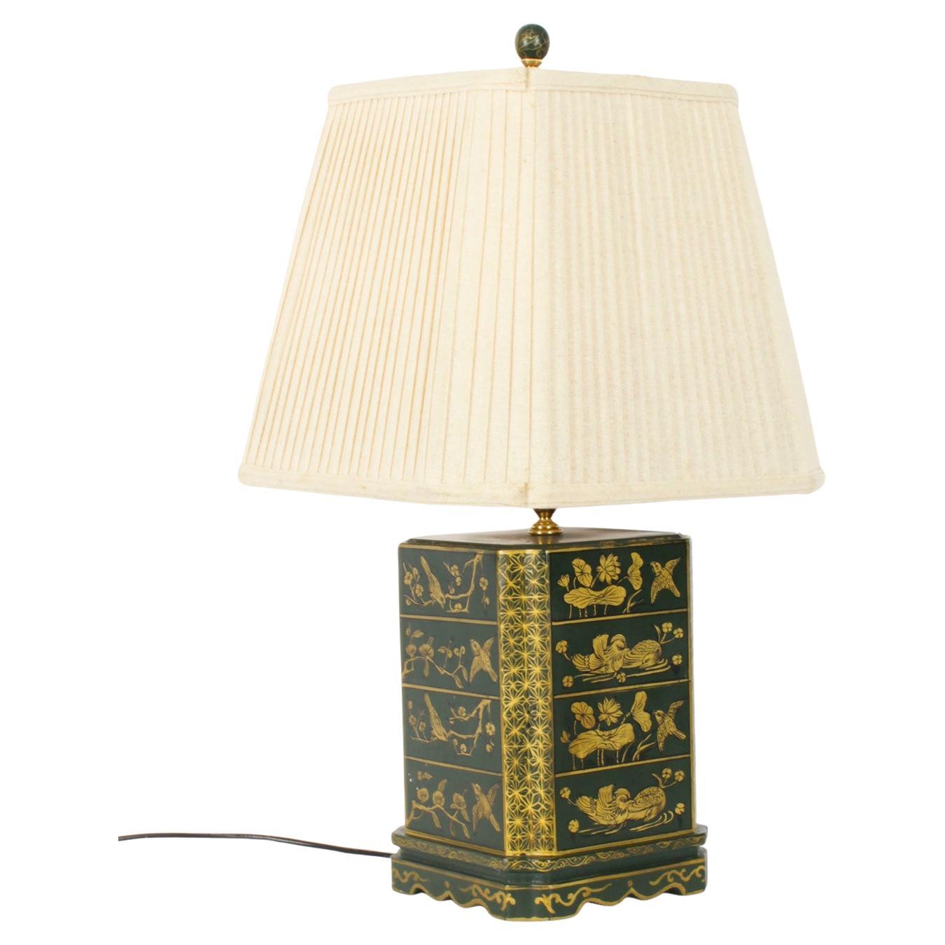 Lampada da tavolo in ceramica dipinta a mano della fine del XX secolo