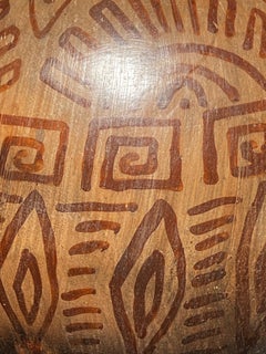 Vintage Hand-Painted Tribal Pottery Vase – Geometric Motifs & Aged Patina