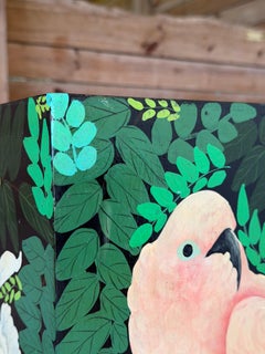 Vintage Hand-Painted Tropical Coastal Pedestal