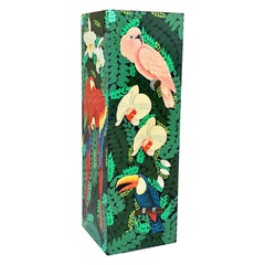 Vintage Hand-Painted Tropical Coastal Pedestal