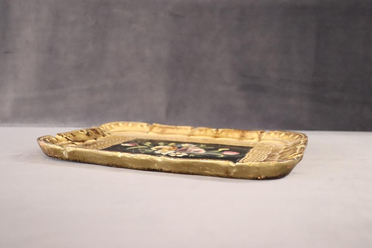 Italian Vintage Hand Painted Wood Tray For Sale