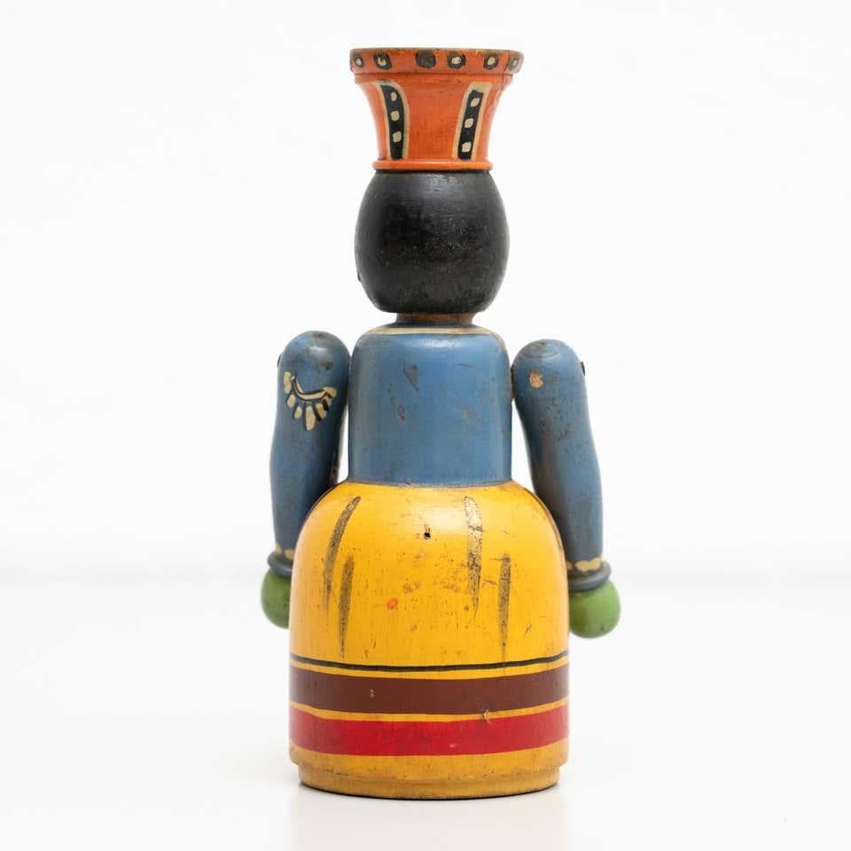 Vintage Hand-Painted Wooden Figure For Sale 7
