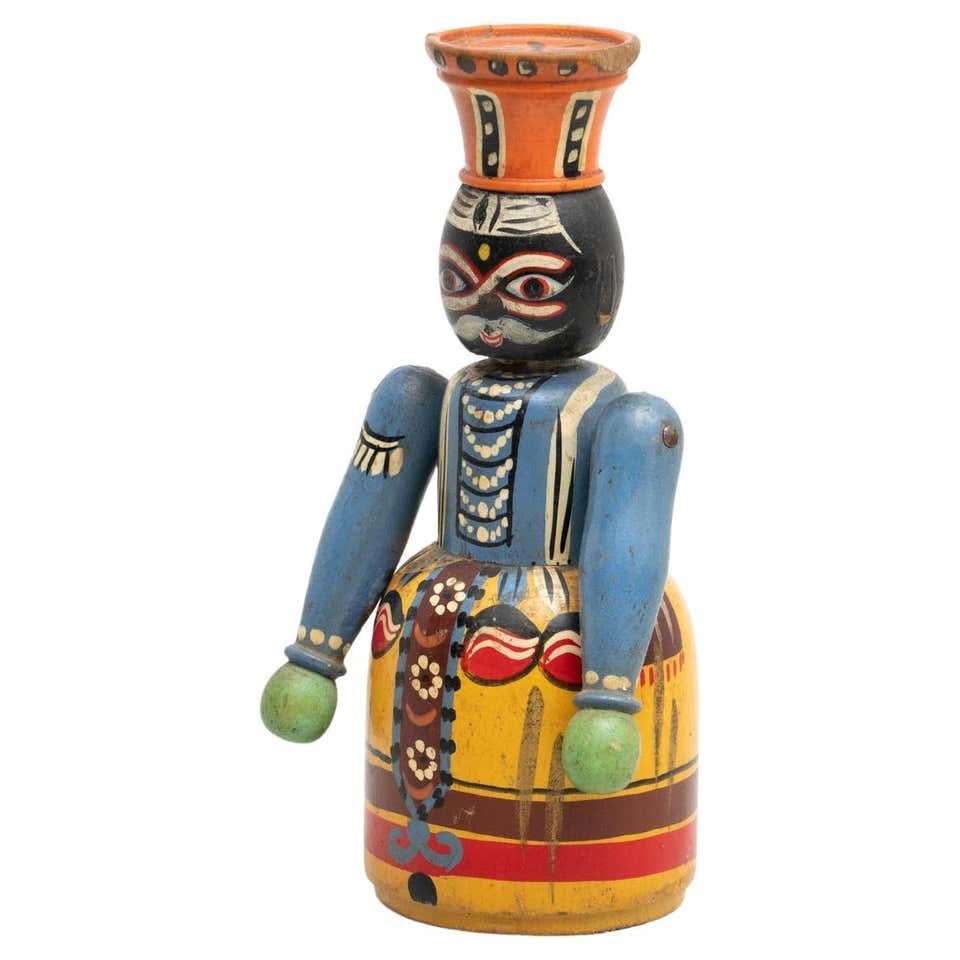 Vintage Hand-Painted Wooden Figure For Sale 8