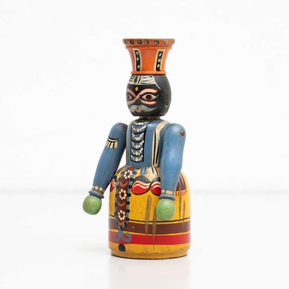 Mid-Century Modern Vintage Hand-Painted Wooden Figure For Sale