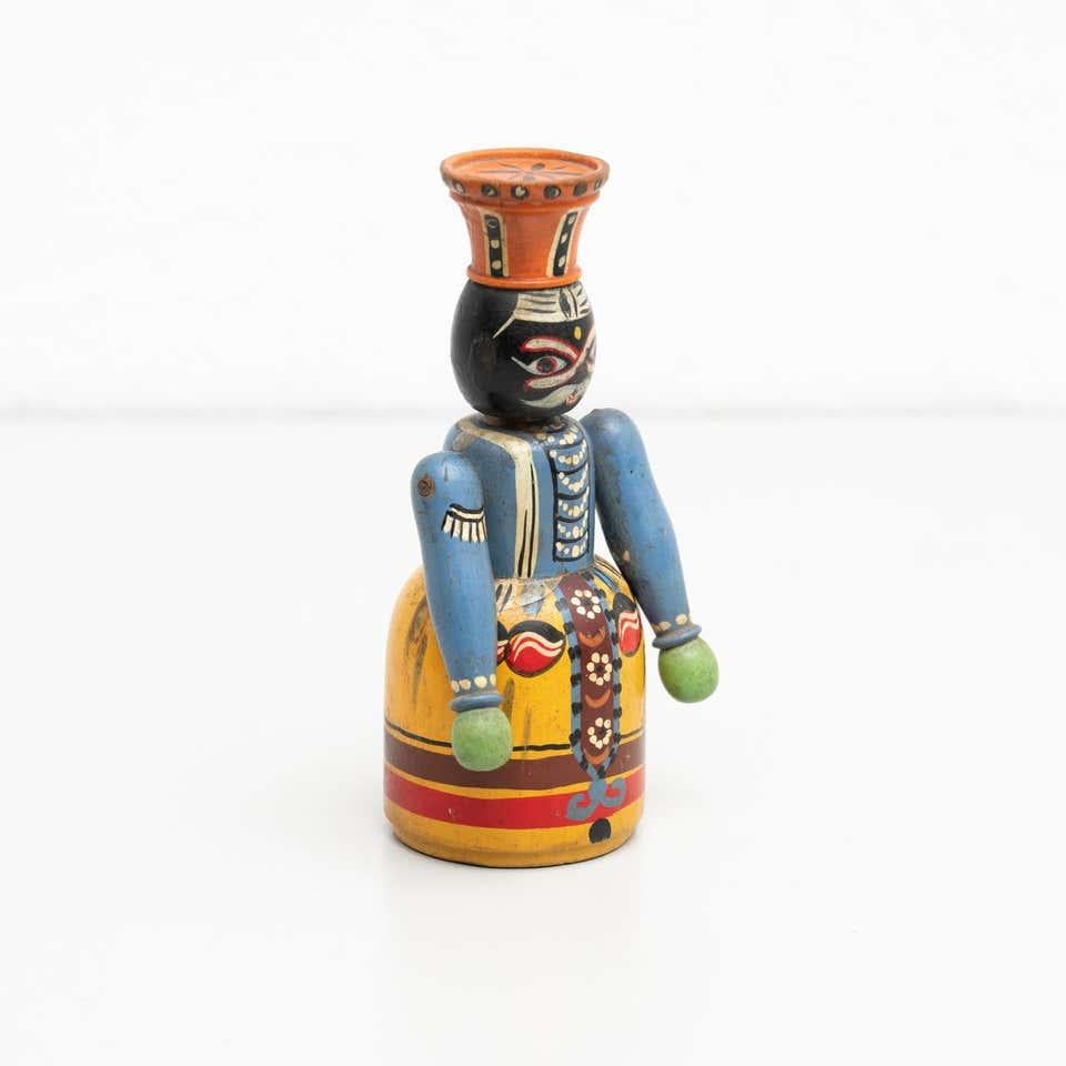 Vintage Hand-Painted Wooden Figure For Sale 2