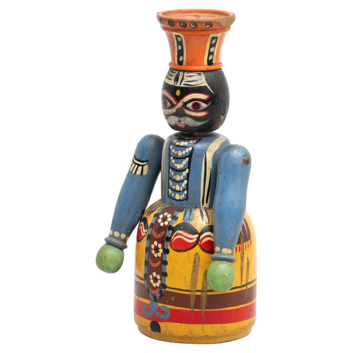 Vintage Hand-Painted Wooden Figure