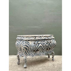 Vintage Hand Painted Zebra Bombe Chest