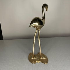 Vintage Hand Polished Brass Flamingo Figure