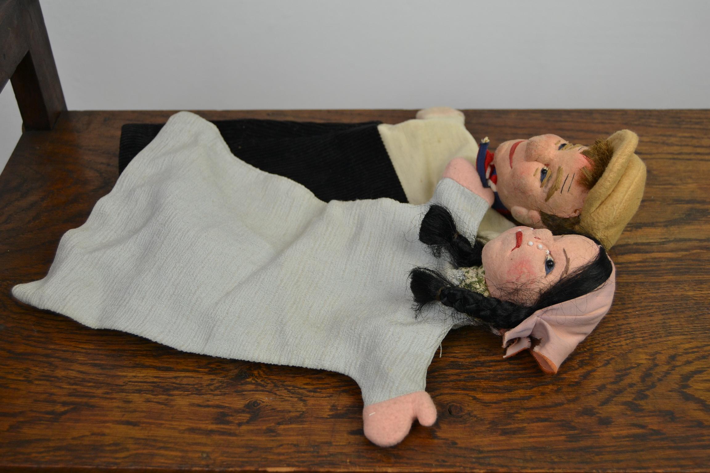 Vintage Hand Puppet Dolls, Marionette Dolls, Germany, 1950s 11