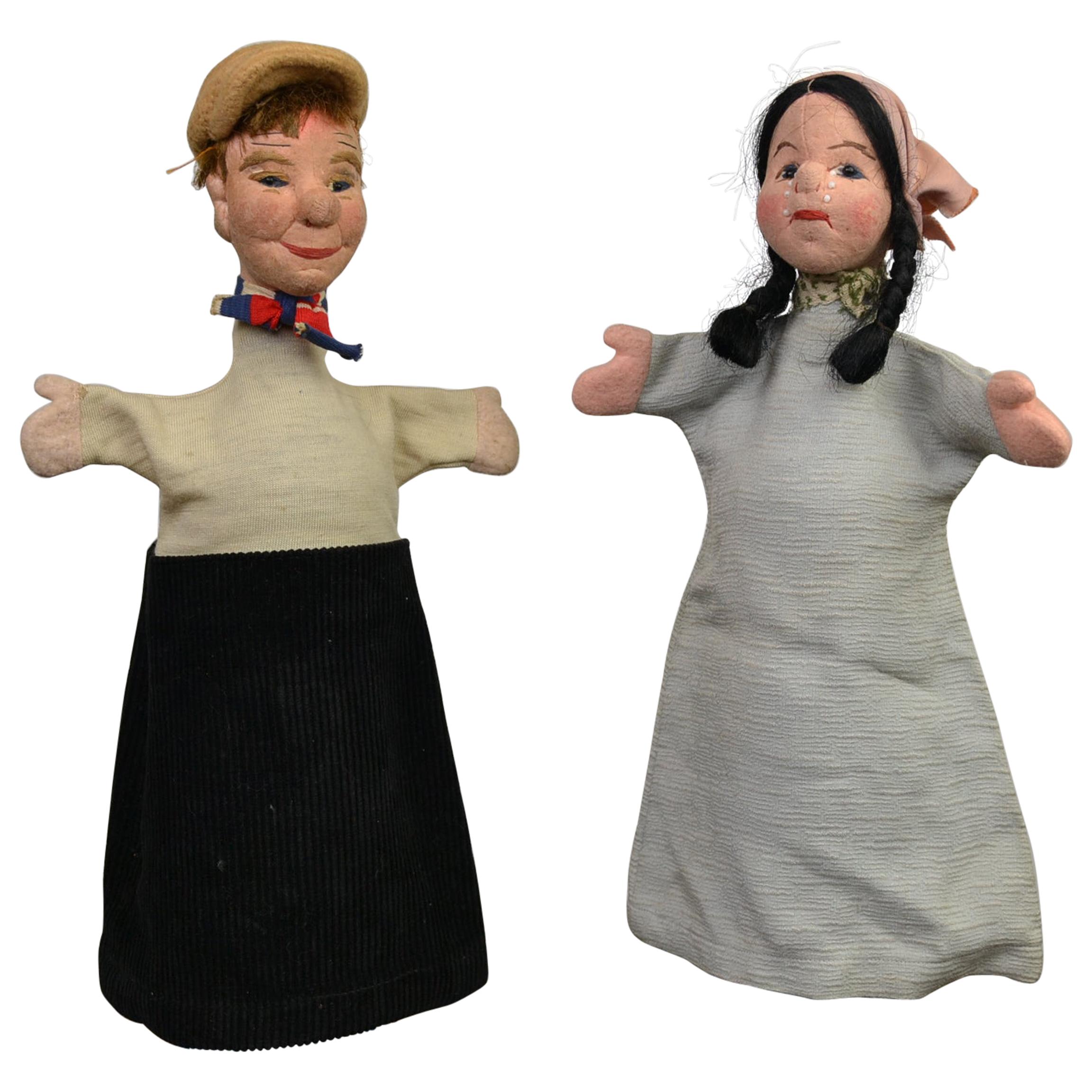 Vintage Hand Puppet Dolls, Marionette Dolls, Germany, 1950s