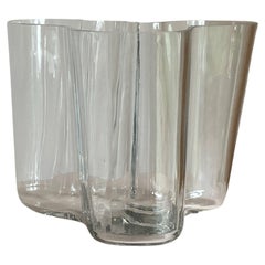 Vintage Handsignierte Vintage-Vase aus klarem Glas 3030 Iittala Alvar Aalto Savoy, 1960er Jahre