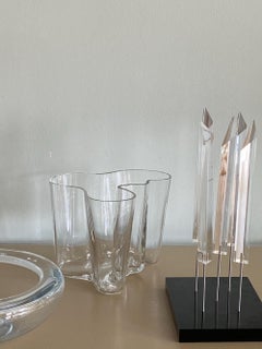Vintage Hand Signed Clear Glass 3030 Iittala Alvar Aalto Savoy Vase