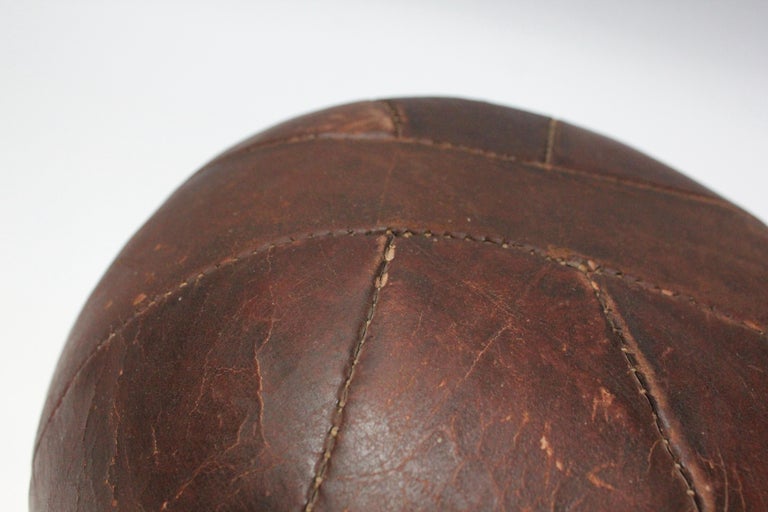 Vintage Hand-Stitched Four Pound Leather Medicine Ball For Sale 4