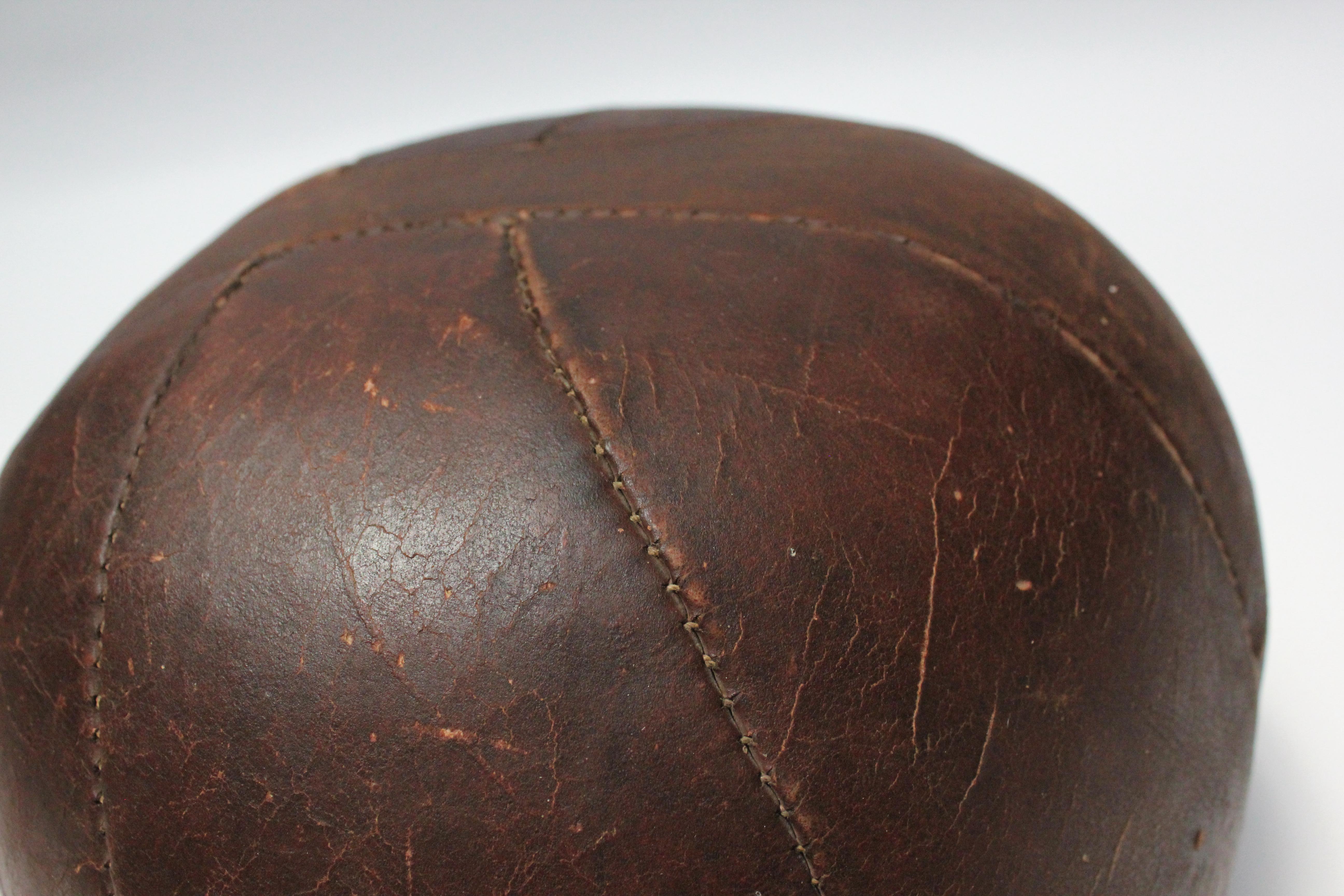 Vintage Hand-Stitched Four Pound Leather Medicine Ball 5
