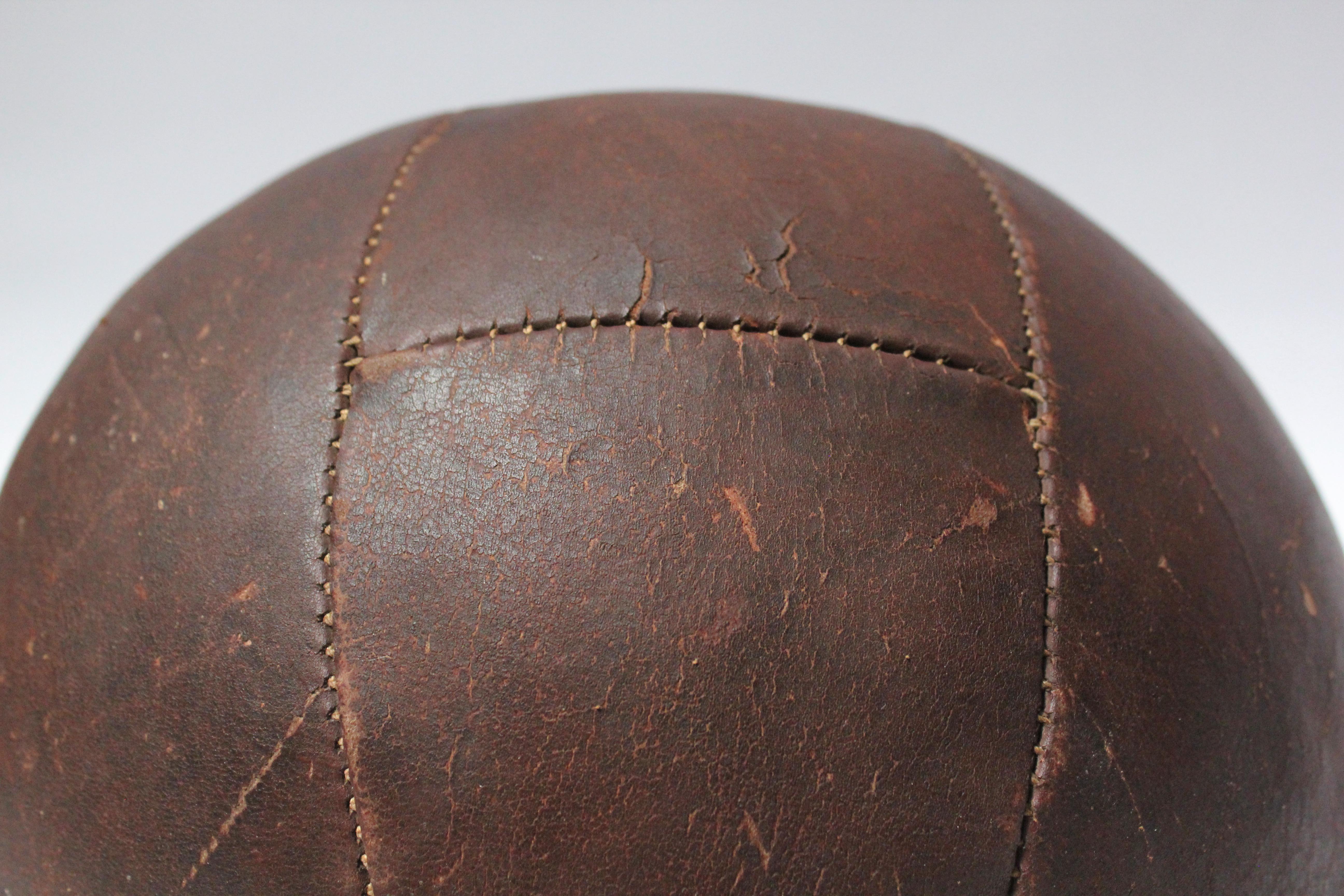Vintage Hand-Stitched Four Pound Leather Medicine Ball 6