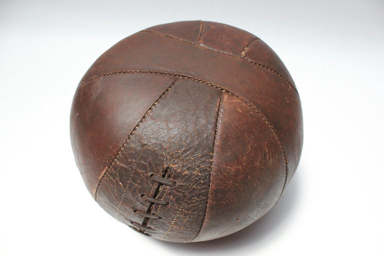 Sporting Art Vintage Hand-Stitched Four Pound Leather Medicine Ball For Sale