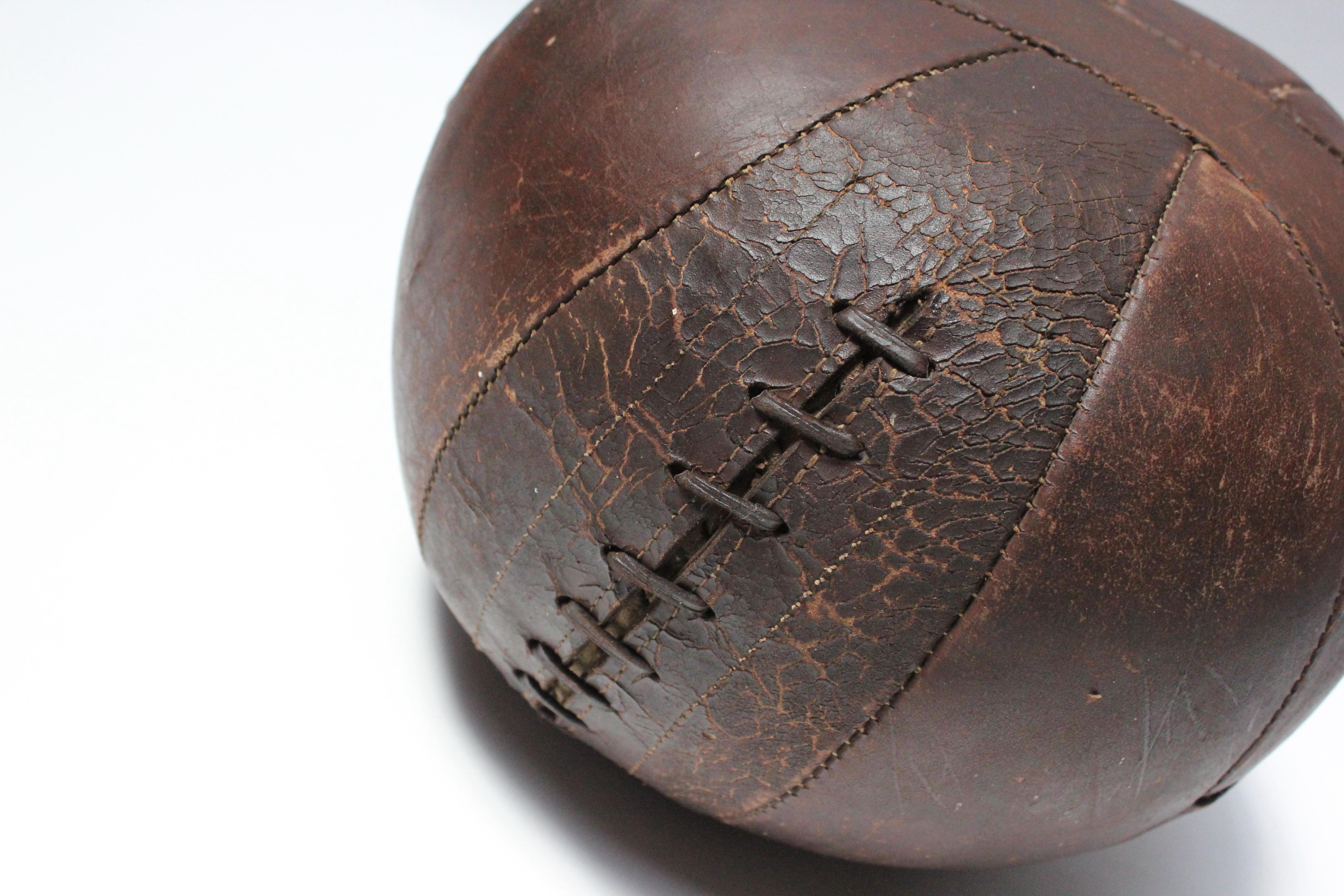 Early 20th Century Vintage Hand-Stitched Four Pound Leather Medicine Ball