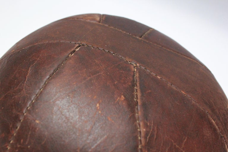 Vintage Hand-Stitched Four Pound Leather Medicine Ball For Sale 3