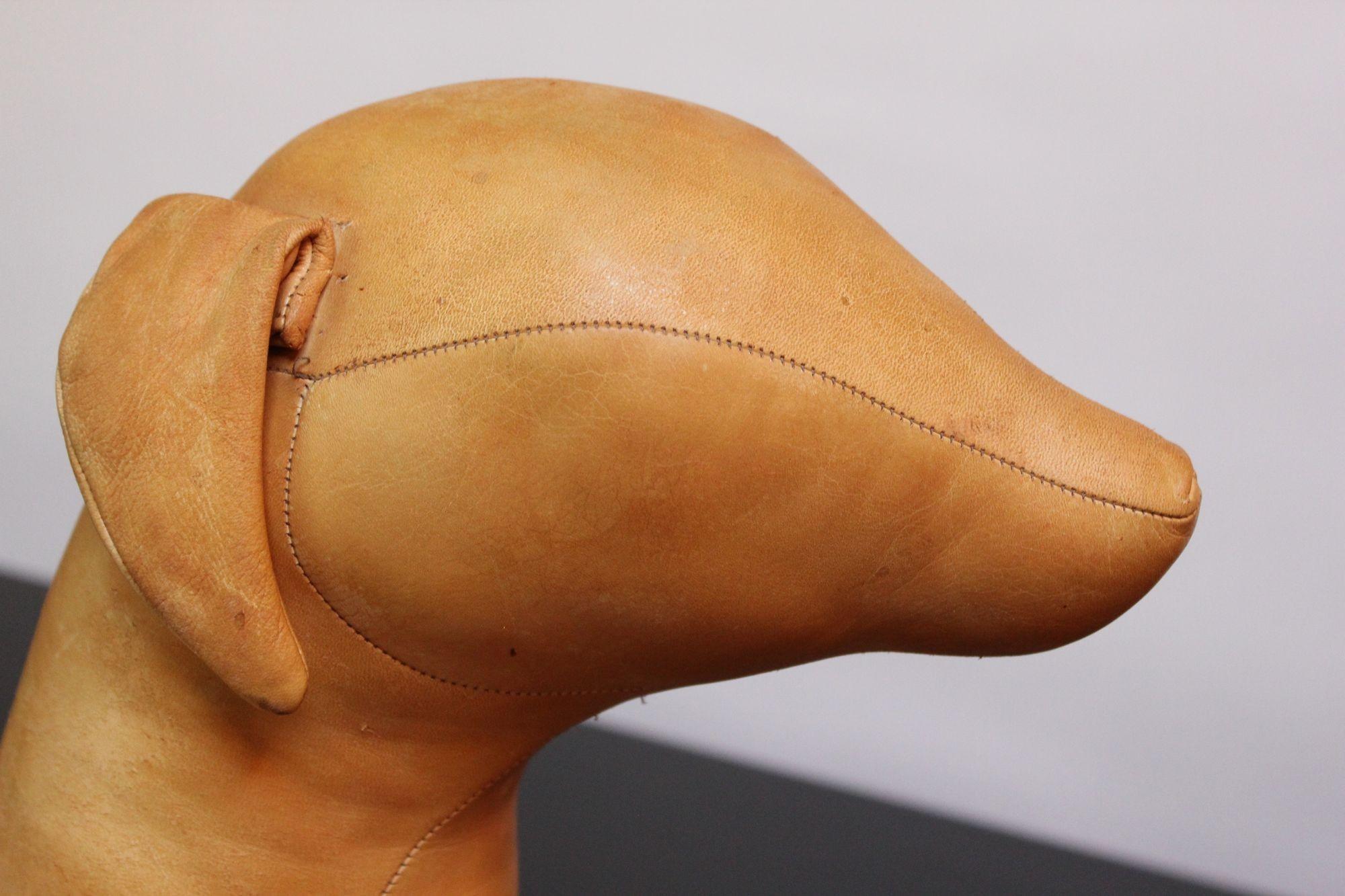 Vintage Hand-Stitched Leather Dog Sculpture For Sale 10